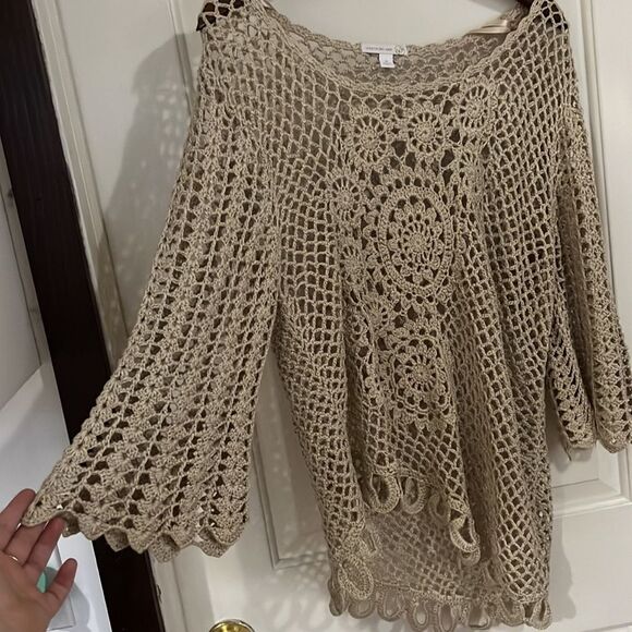 Westport Cream Asymmetrical 3/4 Sleeve Blouse - Picture 2 of 5